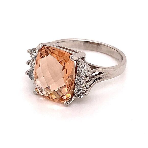 Diamond Morganite Ring Size 7.25 14k Gold 5.60 TCW Certified $5,950 120600 - Picture 9 of 14